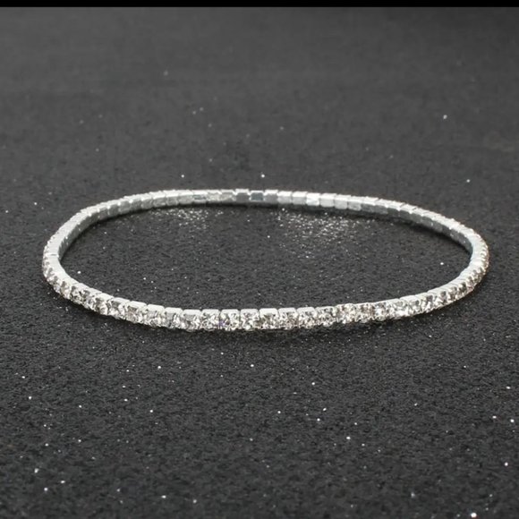 Rhinestone bracelet anklet stackable stretchy bling dainty sparkly diamond glam - Picture 3 of 3